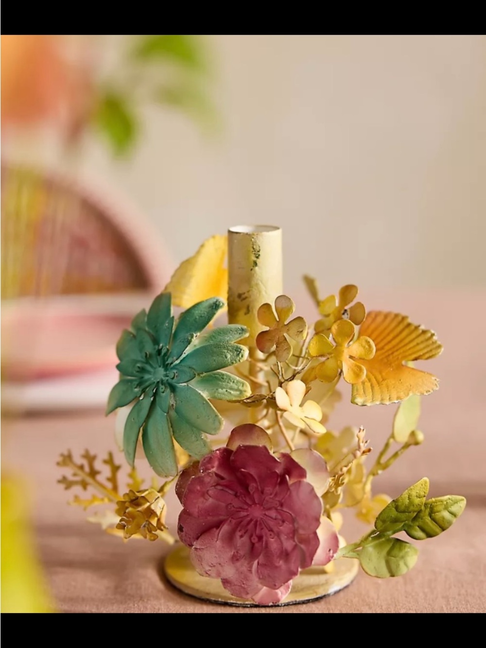 Anthropologie Floral Iron Taper Candle Holders.